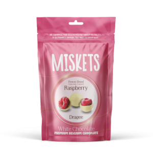 Miskets White Chocolate Coated Freeze Dried Raspberry 80g